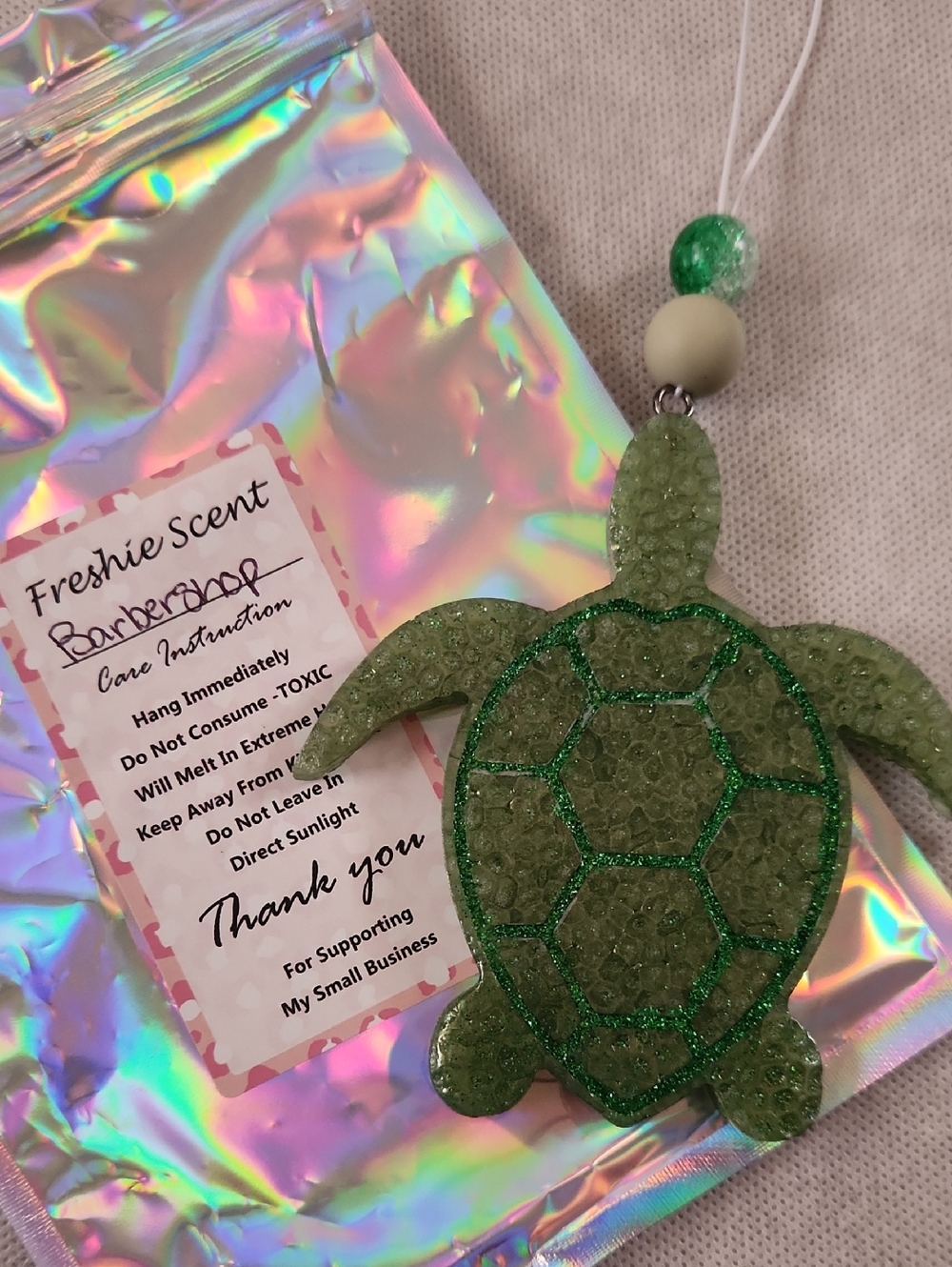 Green Glitter Turtle Air Freshener